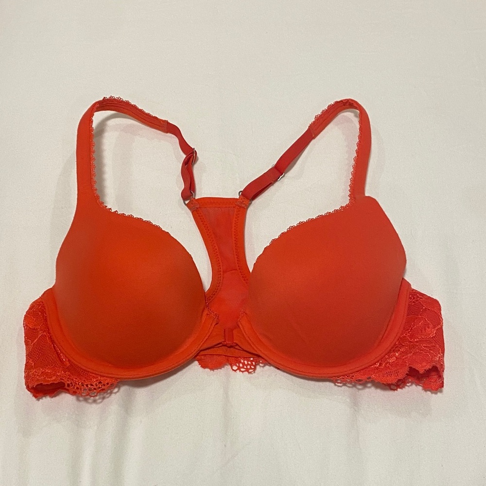 Women's coral Lace Detail T-Shirt Bra